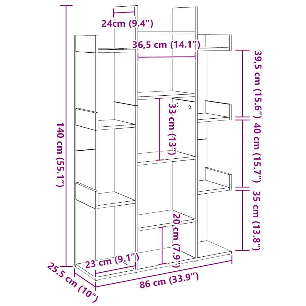 Book Cabinet Artisan Oak 86x25.5x140 cm Engineered Wood